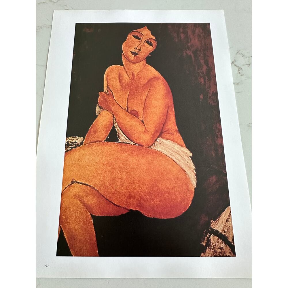 Modigliani, Nude Sitting on a Divan, Painting, Print, Portrait, ~ 250626-WH 365